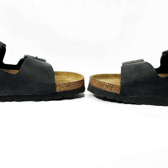 Birkenstock Arizona Soft Footbed Leather Sandals EU 39 Narrow W8 Charcoal EUC - Picture 4 of 13